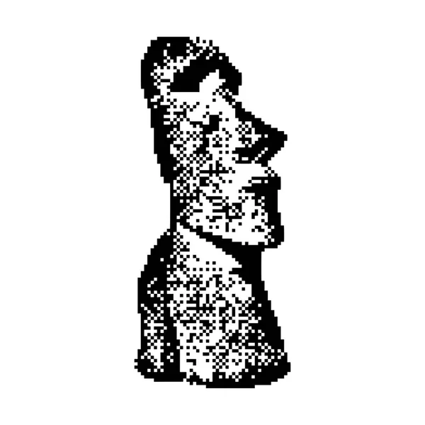 이스터 섬 라파 누이 국립 공원 칠레 8 비트 최소한의 픽셀 아트 벡터 그림 흰색 배경에 고립에서 라 좋은 화산에서 Moai 동상 — 스톡 벡터