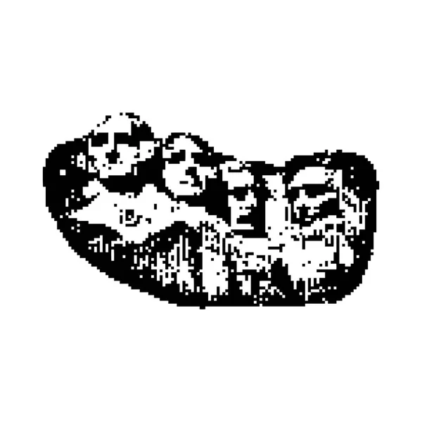 Mount Rushmore svart 8-bitars minimalistiska pixel konst vektorillustration isolerade på vit bakgrund — Stock vektor