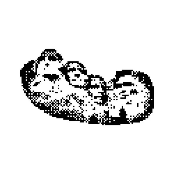 Маунт Рашмор чёрный 8-битный минималистичный пиксельный рисунок на белом фоне — стоковый вектор