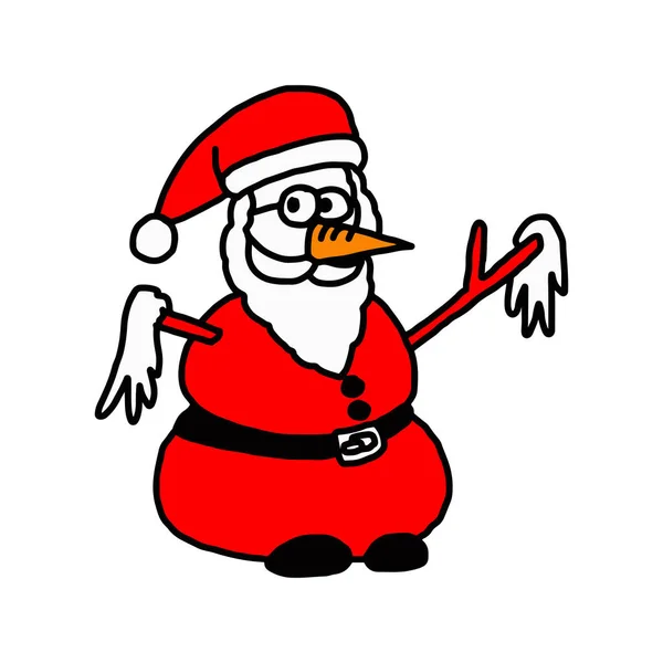 Santa claus muñeco de nieve vector ilustración garabato mano dibujado aislado sobre fondo blanco — Vector de stock