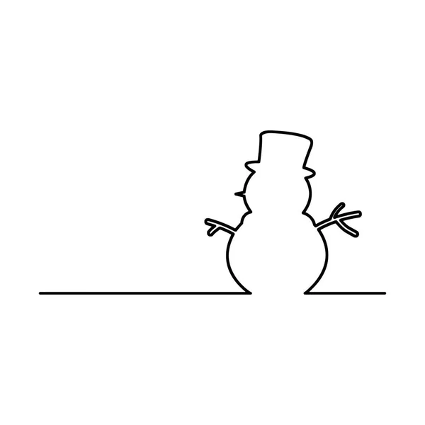 Illustration vectorielle bonhomme de neige ligne noire, isolé sur fond blanc — Image vectorielle