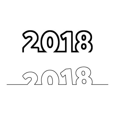 Mutlu yeni yıl 2018 siyah metin tasarım vektör çizim isolat