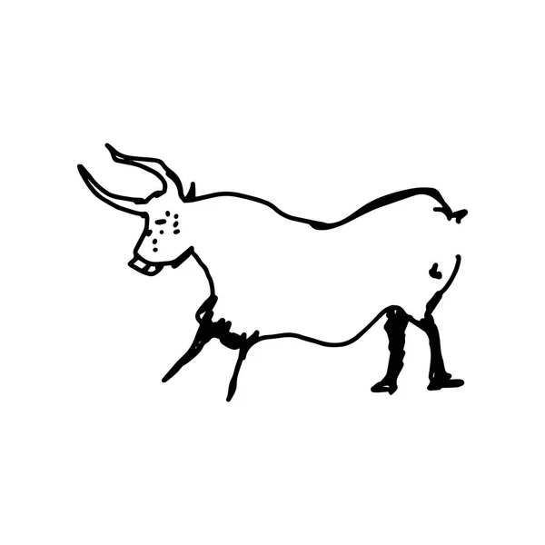 Bosquejo de garabato dibujado a mano de vaca con ilustración vectorial de líneas negras aisladas sobre fondo blanco — Vector de stock