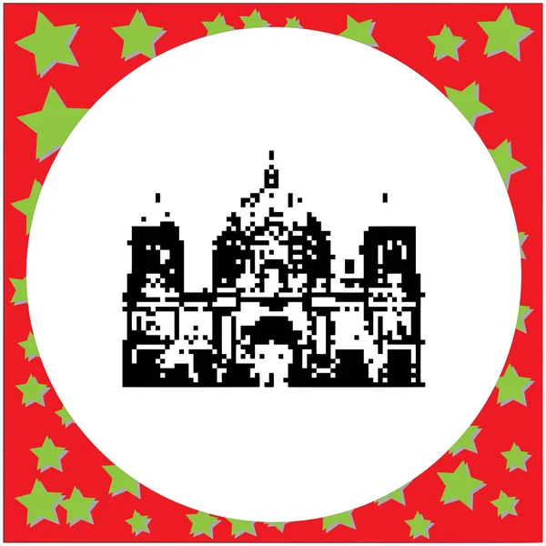 Catedral em Berlim ou Berliner Dom na Alemanha ilustração vetorial preta de 8 bits isolada em fundo branco redondo com estrelas — Vetor de Stock