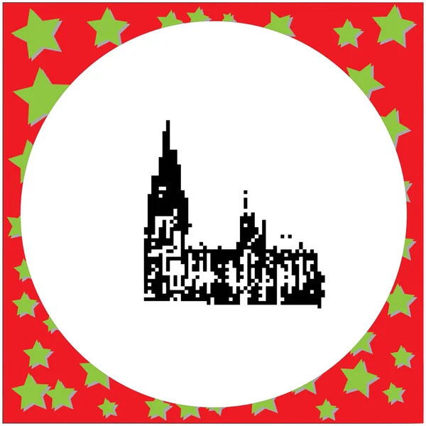 Catedral de Colônia Alemanha ilustração vetorial isolado no fundo branco redondo com estrelas —  Vetores de Stock