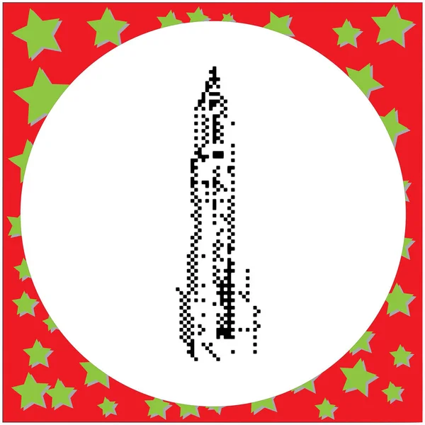 Empire State Building à New York Illustration vectorielle isolée sur fond blanc rond avec des étoiles — Image vectorielle