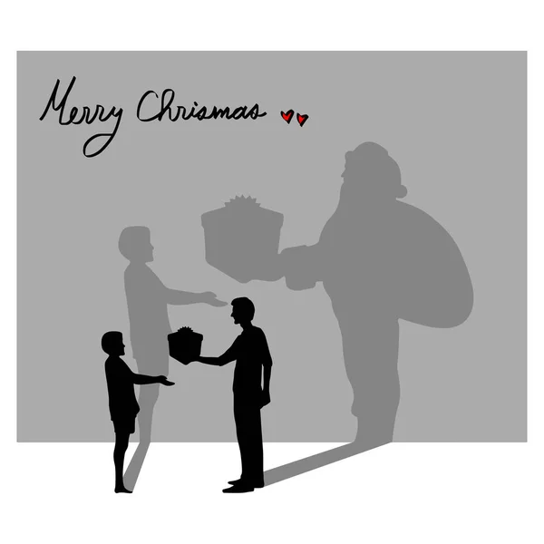 Todo el mundo puede ser Santa Claus en la ilustración vectorial de Navidad aislado sobre fondo blanco. Usando tonos editables de colores grises. Concepto de dar . — Vector de stock