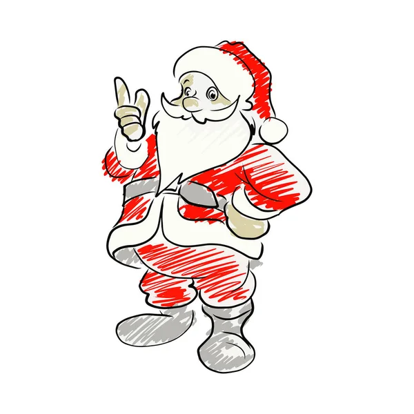 Santa claus pointing up vector illustration sketch hand drawn isolated on white background — Stock Vector