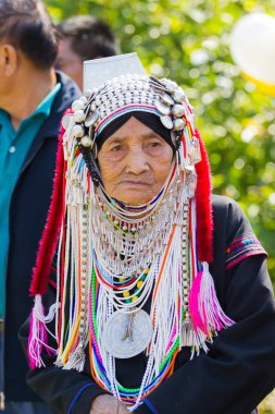Chiang Rai, Tayland - 5 Ekim: kimliği belirsiz Asyalı akha tepe kabile yaşlı kadın üzerinde 5 Ekim 2017 yılında Chiang rai, Tayland, portre.