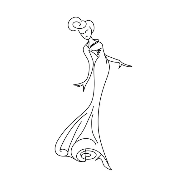 Hermoso modelo de chica joven para el diseño vector ilustración boceto dibujado a mano aislado sobre fondo blanco — Vector de stock