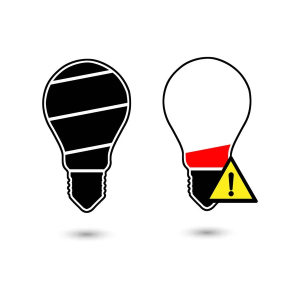 Schwarzes Glühbirnenlicht in Form eines Akku-Icon-Vektors Illustration schwarze Linien auf weißem Hintergrund isoliert — Stockvektor