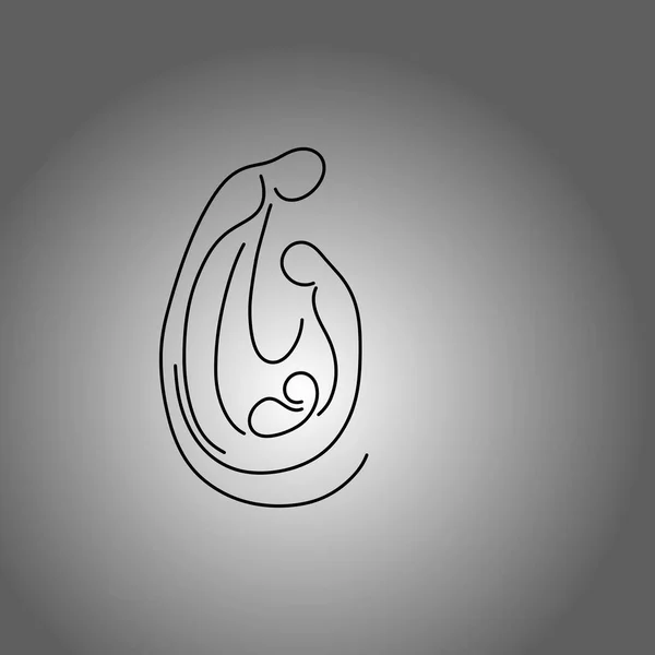 Doğum sahnesi ile Kutsal Aile vektör çizim doodle kroki elle izole degrade gri arka plan üzerinde siyah çizgilerle çizilmiş