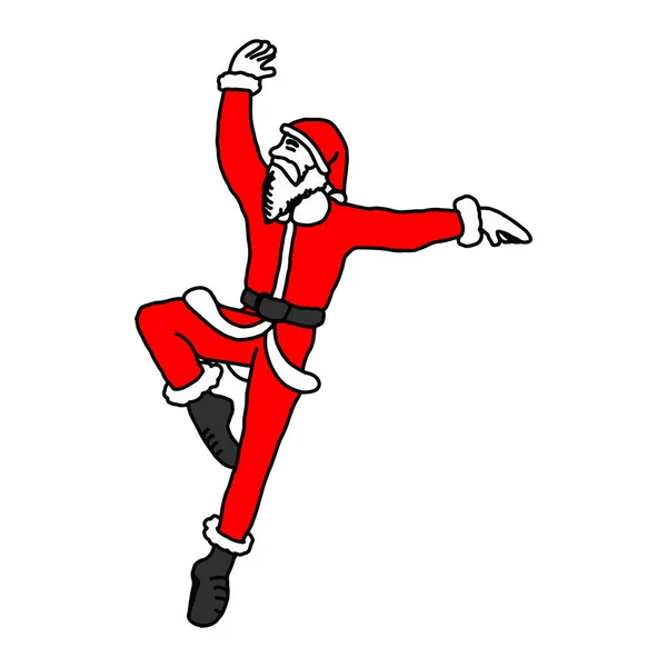Delgada Santa Claus danza ballet vector ilustración bosquejo mano dibujado con líneas negras aisladas sobre fondo blanco — Vector de stock