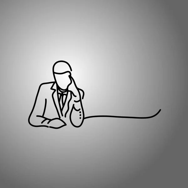 Denken Geschäftsmann Vektor Illustration Doodle Skizze Hand mit schwarzen Linien auf grauem Hintergrund isoliert gezeichnet. Unternehmenskonzept zur Motivation. — Stockvektor