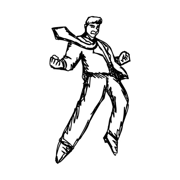 Homme d'affaires en colère vectoriel illustration croquis à la main dessiné avec des lignes noires isolées sur fond blanc — Image vectorielle