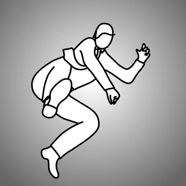 Homme d'affaires sautant pour donner un coup de pied vectoriel illustration croquis gribouille dessiné à la main avec des lignes noires isolées sur fond gris. concept d'entreprise . — Image vectorielle