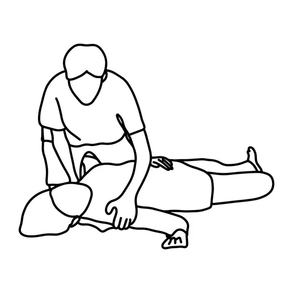 Man helping human on the ground vector illustration sketch hand drawn with black lines, isolated on white background. — Stock Illustration Man helping human on the ground vector illustration sketch hand drawn with black lines, isolated on white background. Royalty Free Stock Illustrations