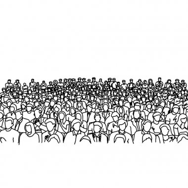 konferans odası vektör çizim insanlarda elle izole beyaz arka plan üzerinde siyah çizgilerle çizilmiş kroki