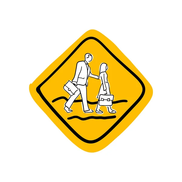 Векторный рисунок школьных дорожных знаков, нарисованный черными линиями на белом фоне — стоковый вектор
