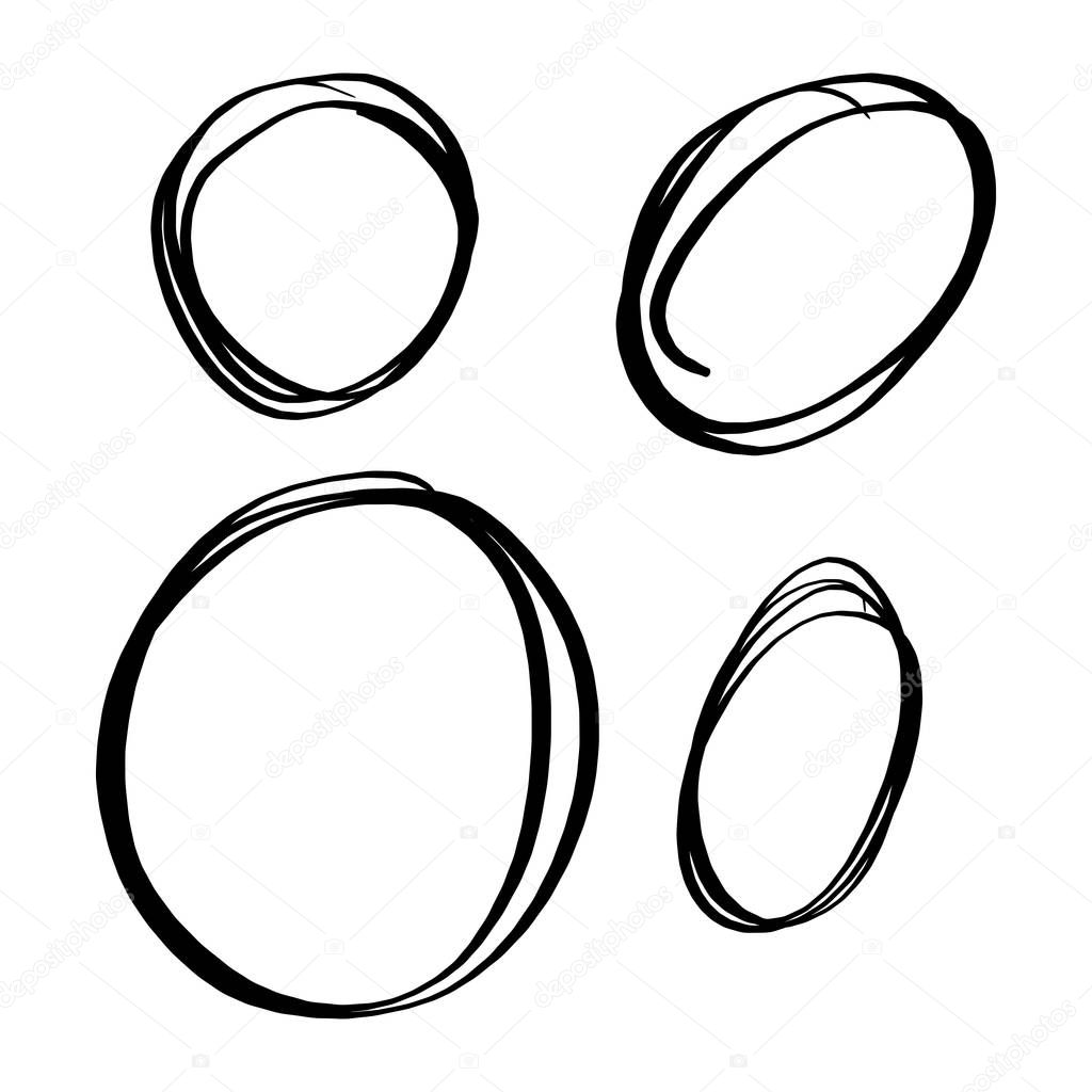 set circle line vector illustration sketch hand drawn with black lines isolated on white background