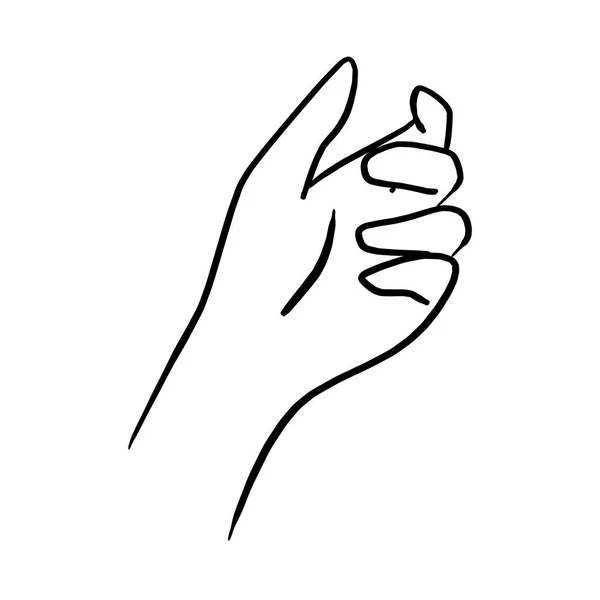 Tekening van de hand met iets transparant vectorillustratie sketch hand getekend met zwarte lijnen geïsoleerd op witte achtergrond — Stockvector