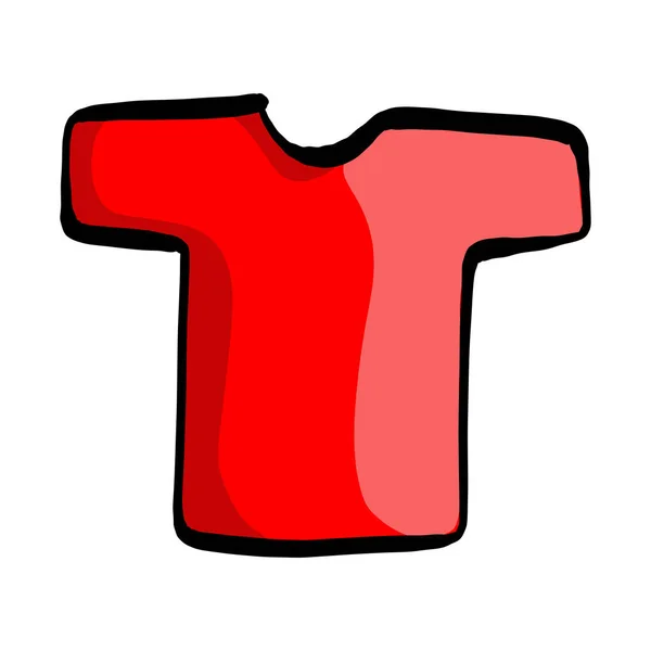 Camiseta roja vector ilustración boceto dibujado a mano con líneas negras aisladas sobre fondo blanco — Archivo Imágenes Vectoriales