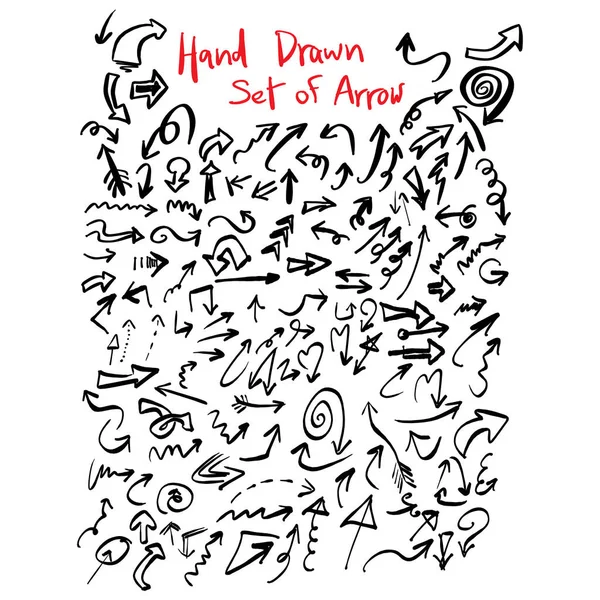 ok set vektör çizim çeşitli stilleri elle izole beyaz arka plan üzerinde siyah çizgilerle çizilmiş kroki