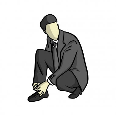 ayakkabı bağcığı vektör illüstrasyon kroki elle izole beyaz arka plan üzerinde siyah çizgilerle çizilmiş işadamı bağları