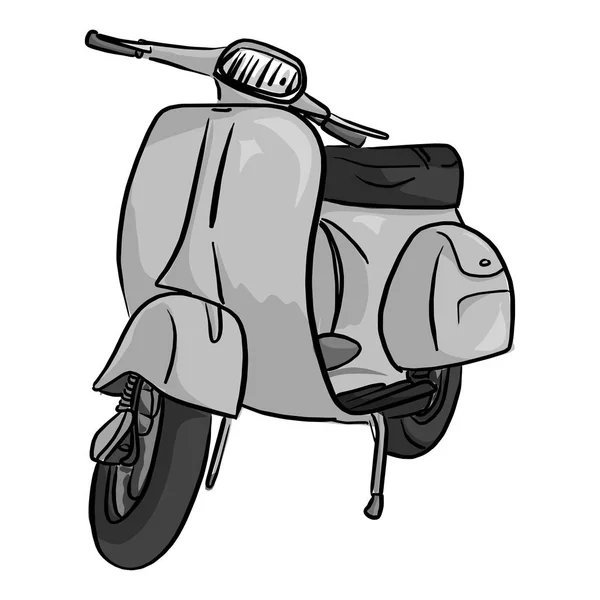 Illustration vectorielle moto grise rétro croquis gribouille dessiné à la main avec des lignes noires isolées sur fond blanc — Image vectorielle
