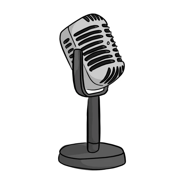 Klassisches Mikrofon im Retro-Stil mit dem Wort auf dem Luftvektor Illustration Skizze Doodle Hand mit schwarzen Linien isoliert auf weißem Hintergrund gezeichnet — Stockvektor
