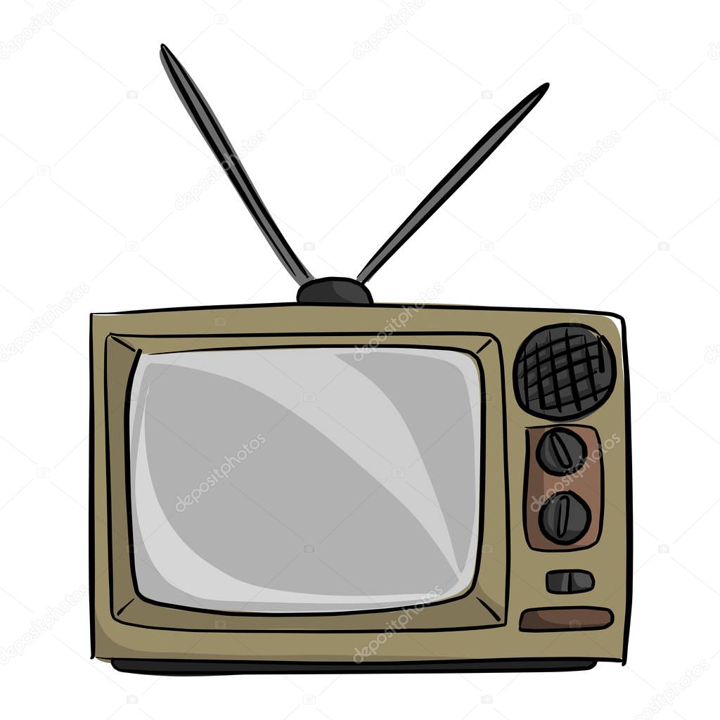 Antiguo vintage Tv vector ilustración dibujo doodle dibujado a mano con