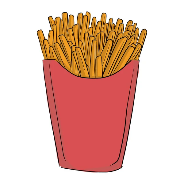 French Fries Paper Box Vector Illustration Sketch Doodle Hand Grated — 스톡 벡터