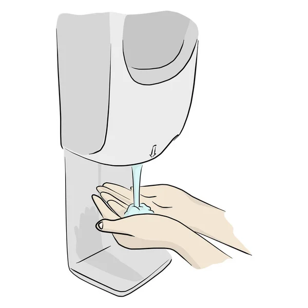 Flytande Tvål Två Händer För Att Skydda Covid Virus Vektor — Stock vektor
