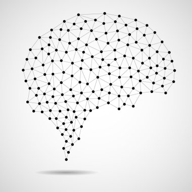 Soyut insan beyni noktalar ve çizgiler, ağ bağlantıları üzerinden