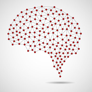 Soyut insan beyni noktalar ve çizgiler, ağ bağlantıları üzerinden