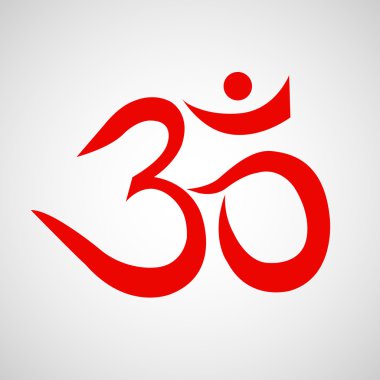OM veya Aum oturum izole üzerinde beyaz arka plan. Budizm ve Hinduizm dinlerin kutsal kişilerin resmi sembolü