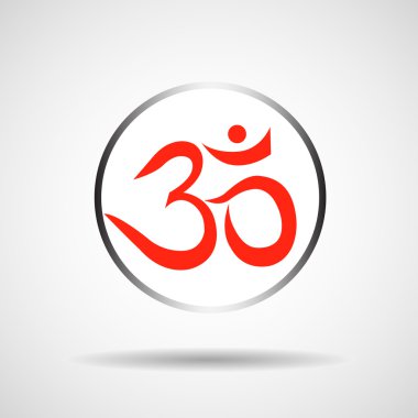 OM veya Aum oturum izole üzerinde beyaz arka plan. Budizm ve Hinduizm dinlerin kutsal kişilerin resmi sembolü