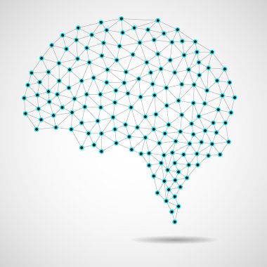 Soyut insan beyni noktalar ve çizgiler, ağ bağlantıları üzerinden