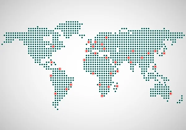 抽象的世界地图上的点，首都国家 — 图库矢量图片