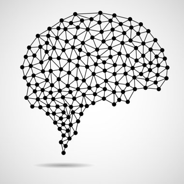 Soyut insan beyni noktalar ve çizgiler, ağ bağlantıları üzerinden