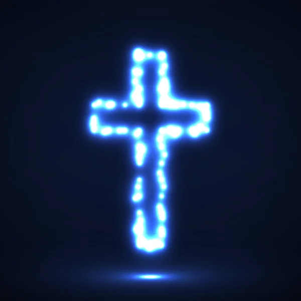 Светящийся крест, христианский символ, абстрактный знак, векторная иллюстрация eps 10 — стоковый вектор
