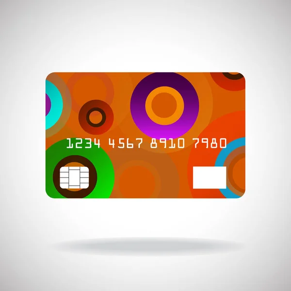 Kreditkartensymbol mit abstraktem, buntem Hintergrund mit Kreisen — Stockvektor