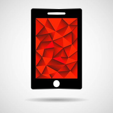Üçgen Mozaik, beyaz arka plan üzerinde izole mobil simgesi ile akıllı telefon simgesi