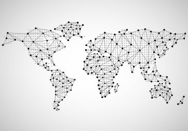 Nokta ve çizgi soyut Dünya Haritası. Vektör çizim. EPS 10