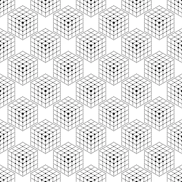 Modèle abstrait sans couture avec des cubes de lignes et de points. Texture moderne et élégante. Contexte géométrique — Image vectorielle