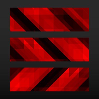 Geometrik şekli ile soyut trendy banner. Kırmızı mozaik renkli arka plan