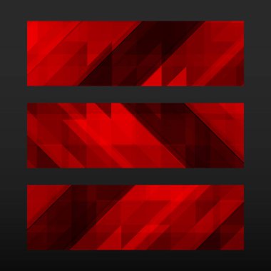 Geometrik şekli ile soyut trendy banner. Kırmızı mozaik renkli arka plan
