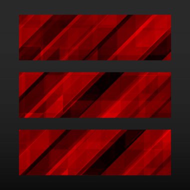 Geometrik şekli ile soyut trendy banner. Kırmızı mozaik renkli arka plan