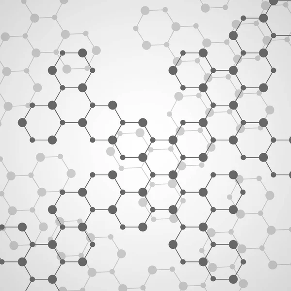 Structure moléculaire hexagonale de l'ADN. Fond abstrait géométrique — Image vectorielle