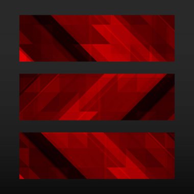 Geometrik şekli ile soyut trendy banner. Kırmızı mozaik renkli arka plan